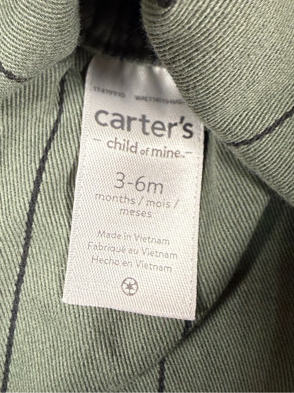 CARTER’S Girls Jumper Dress 3-6M Pinafore Pocket Windowpane Cottagecore Preppy
